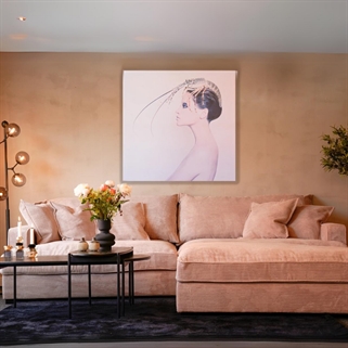 Fløjls sofa | Chelsey flydersofa | 3 personers sofa flamingo